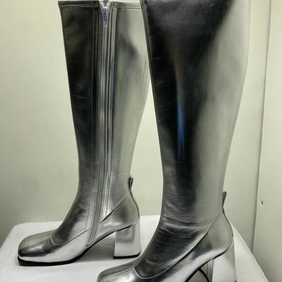 NEW JEFFREY CAMPBELL Women’s Hot Lava K2 Boots – Silver Size 7 High Heel Knee-Hi - Picture 11 of 11